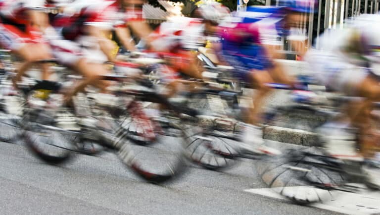 Motion Blur of Bicycle Race Riders. Color Image